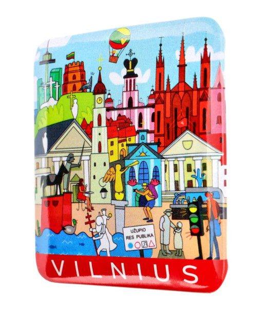 Magnetas su piešta Vilniaus miesto panorama